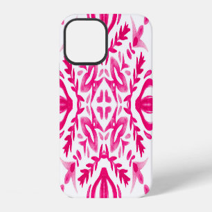 Pink watercolor: geometric tile design. iPhone 12 case