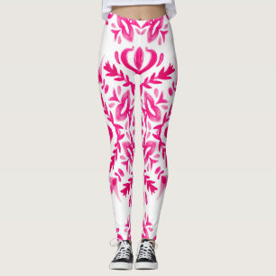 Pink watercolor: geometric tile design. leggings