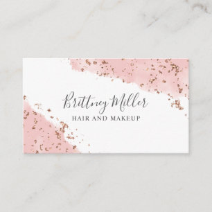 Pink Watercolor Glitter Business Card Handwriting