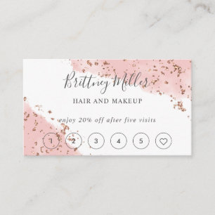 Pink Watercolor Glitter Loyalty Card Handwriting