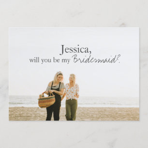 Pink Watercolor Gold Bridesmaid Proposal Photo Invitation