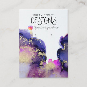 Pink Watercolor Gold Earring Display Card