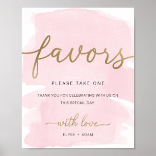 Pink Watercolor Gold Favours Sign