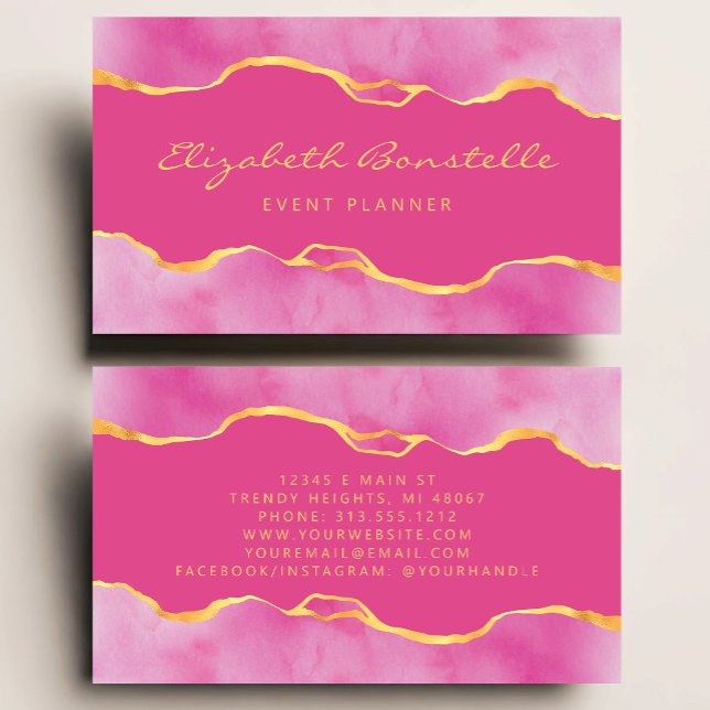 Pink Watercolor Gold Foil Luxury Business Card (Creator Uploaded)