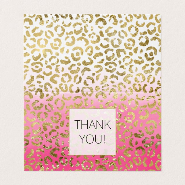 Pink Watercolor Gold Leopard Thank you (Outside Unfolded)