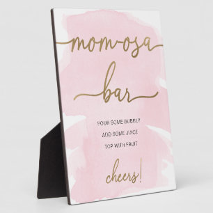 Pink Watercolor Gold Mum-osa Bar Sign Plaque