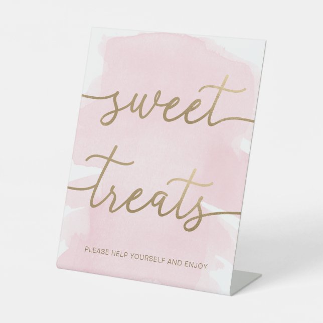 Pink Watercolor Gold Sweet Treats Sign (Front)