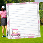 Pink Watercolor Golf Cart Name  Notepad<br><div class="desc">A charming unique golf cart -- pink watercolor -- tastefully done -- ready to run the course -- the notepad. This is a great gift for all golf lovers -- fun / attractive / unique. Personalise it with your/her name. If you have any design questions or a special request, please...</div>