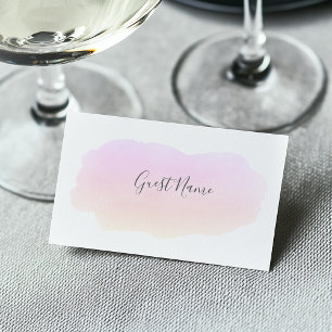 Pink watercolor guest name place card
