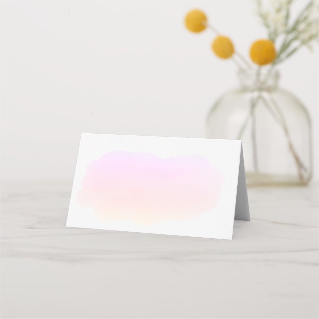 Pink watercolor guest name place card (Front)
