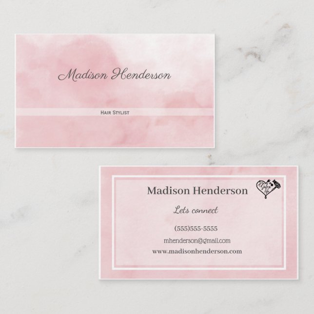 Pink Watercolor Hair Stylist Business Cards (Front/Back)