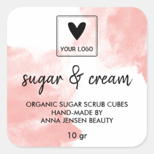 Pink Watercolor Handmade Beauty Your Logo Square Sticker