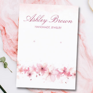 Pink Watercolor Handmade Jewellery Earring Display Business Card