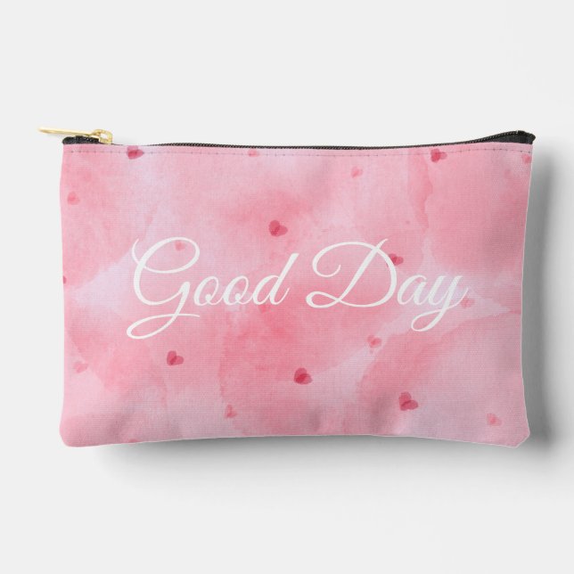 Pink Watercolor Heart Background Accessory Pouch (Front)