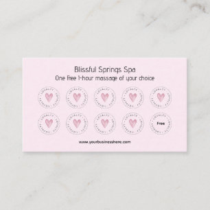 Pink Watercolor Heart Business Loyalty Card