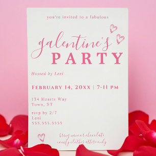 Pink Watercolor Heart Galentine's Invitation
