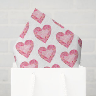 Pink Watercolor Heart Gem Glam Diamond Love Tissue Paper