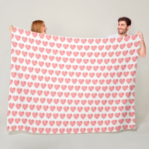 Pink watercolor heart pattern fleece blanket