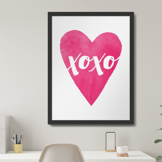 Pink Watercolor Heart XOXO Valentine's Day Art Poster (Creator Uploaded)