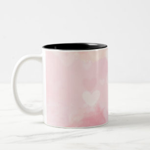 Pink Watercolor Hearts Background – Romantic Love Two-Tone Coffee Mug