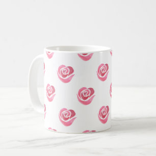 Pink Watercolor Hearts Pattern Coffee Mug