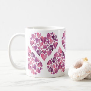 Pink Watercolor Hearts Valentine’s Day Coffee Mug