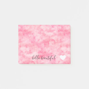 Pink Watercolor Hello Beautiful Heart Post-it Notes