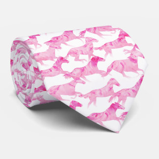 Pink Watercolor Horses Tie