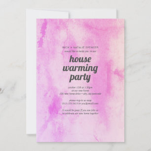 Pink watercolor House warming party invitation