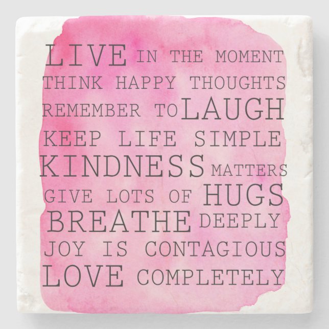 Pink Watercolor Inspirational Quotes Stone Coaster (Front)