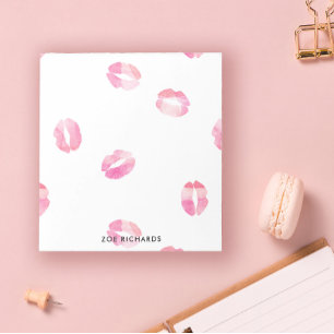 Pink Watercolor Kisses - Name Notepad