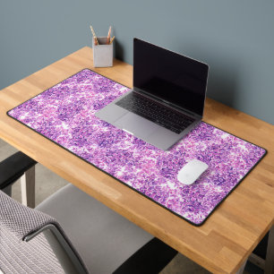 Pink watercolor lilac flowers desk mat