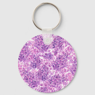 Pink watercolor lilac flowers key ring