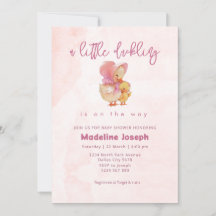 Pink Watercolor Little Ducking Girl Baby Shower