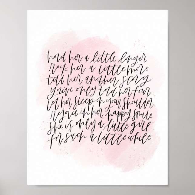 Pink Watercolor Little Girl Nursery Poster (Front)