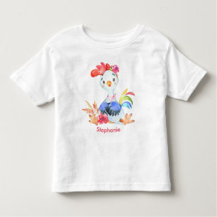 Pink Watercolor Little Rooster Toddler T-Shirt