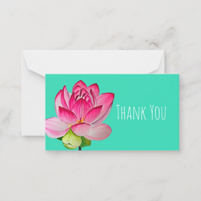 Pink watercolor lotus flower fine art card (Front)