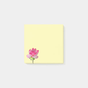 Pink watercolor lotus flower fine art post-it notes