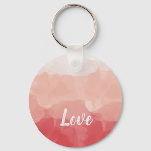 Pink Watercolor Love Key Ring