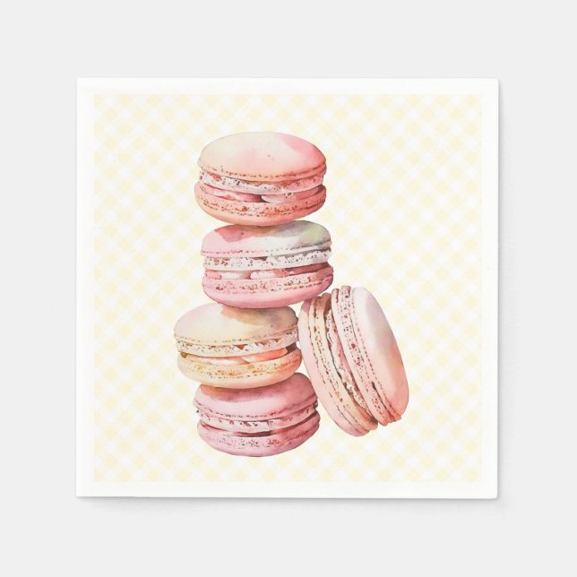 Pink Watercolor Macaron Napkin (Front)