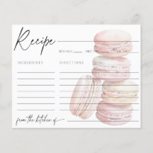 Pink Watercolor Macaron Recipe Card