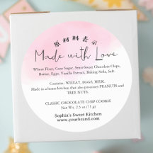 Pink Watercolor Made with Love Script Ingredient