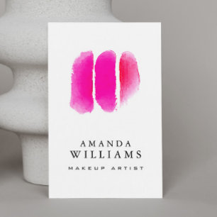 Pink Watercolor Makeup Artist Swatches Business Card
