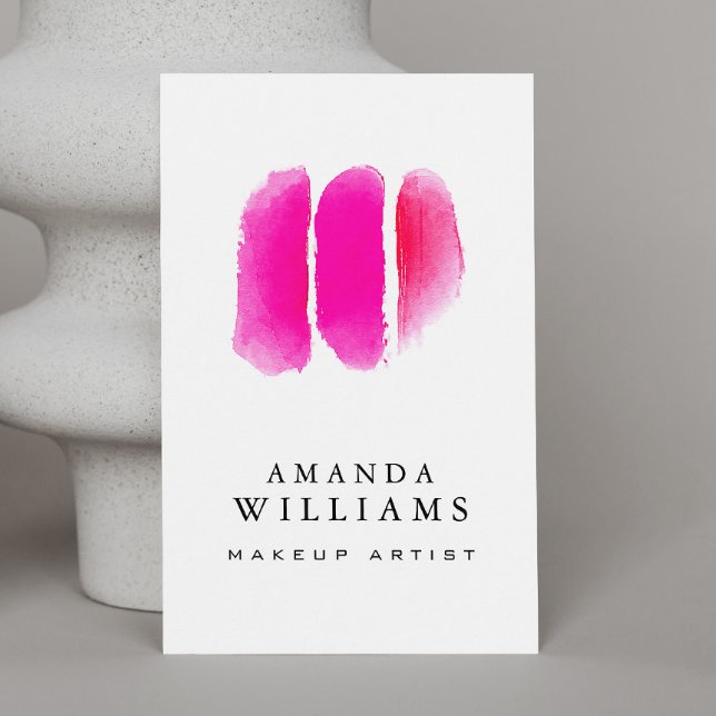 Pink Watercolor Makeup Artist Swatches Business Card (Creator Uploaded)
