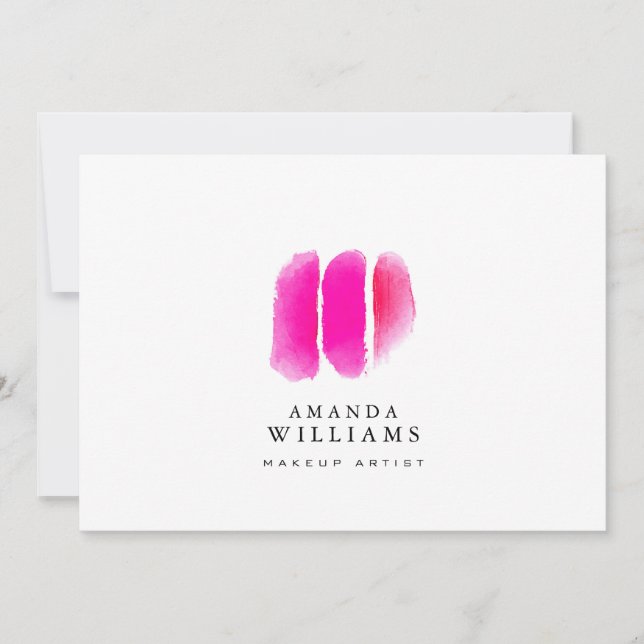 Pink Watercolor Makeup Swatches Flat Notecard (Front)
