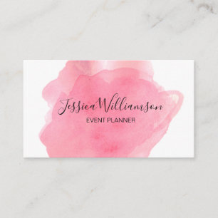 Pink, watercolor, modern, chic, event planner business card
