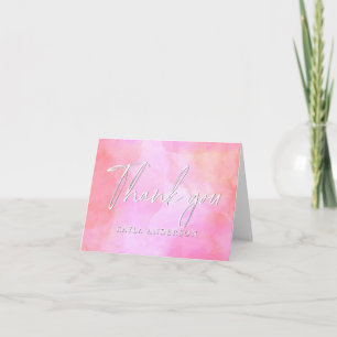 Pink Watercolor Modern Elegant Personalised Thank You Card