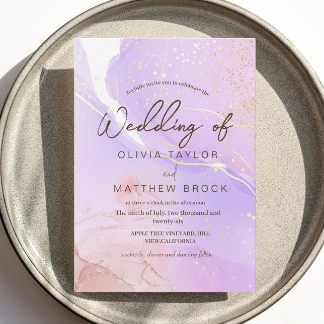  Pink Watercolor Modern Elegant Wedding  Invitation (Creator Uploaded)