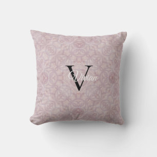 Pink Watercolor Monogram Name Cushion