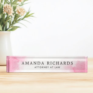 Pink watercolor nameplate